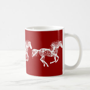 Rotes und weißes Schneeflocken Kaffeetasse