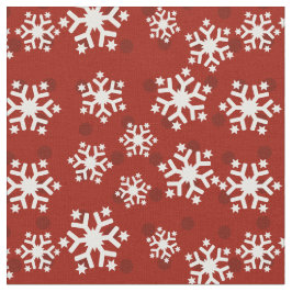 Rotes und weißes Schneeflockenmuster Stoff