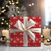 Rotes und weißes Schneeflockenpapier Geschenkpapier