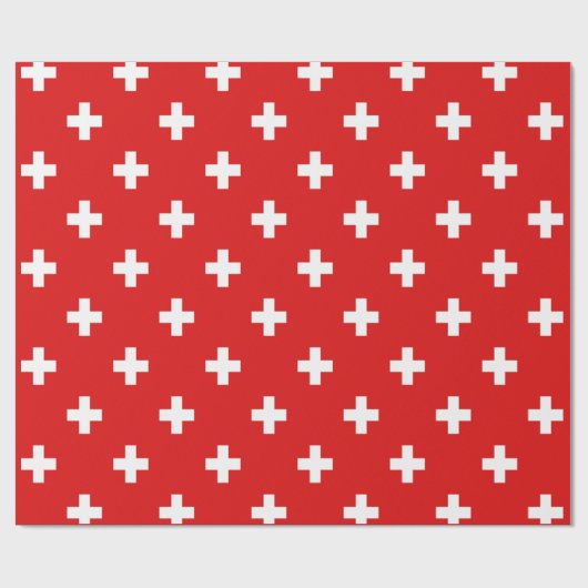 Rotes und weißes Schweizer Quermuster Geschenkpapier (Flach)