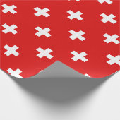 Rotes und weißes Schweizer Quermuster Geschenkpapier (Ecke)