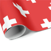 Rotes und weißes Schweizer Quermuster Geschenkpapier (Rolleneckpunkt)
