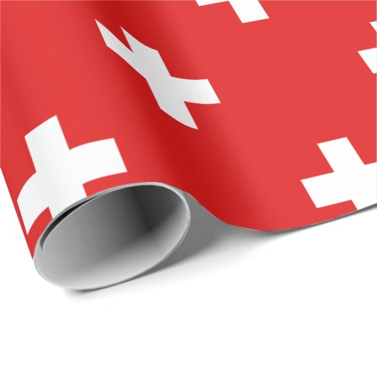 Rotes und weißes Schweizer Quermuster Geschenkpapier (Rolleneckpunkt)