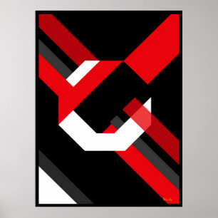 Rotes und weißes Sechseck Bauhaus Minimalist Desig Poster