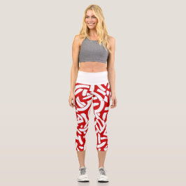💫 rotes und weißes spiralförmiges 🎨 capri leggings