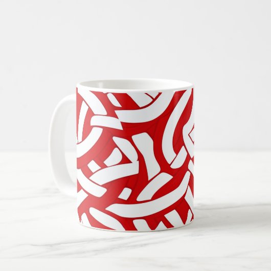 💫 rotes und weißes spiralförmiges 🎨 kaffeetasse (Vorderseite Links)