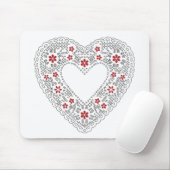 Rotes und weißes Spitzenherz Mousepad (Mit Mouse)
