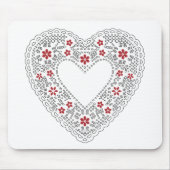 Rotes und weißes Spitzenherz Mousepad (Vorne)