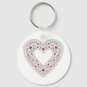 Rotes und weißes Spitzenherz Schlüsselanhänger (Vorderseite)