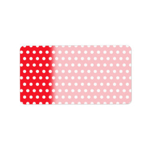 Rotes und weißes Tupfen-Muster. Spotty. Adressaufkleber
