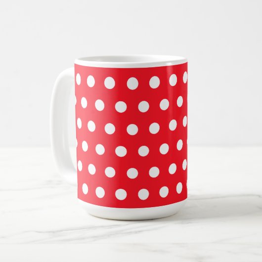 Rotes und weißes Tupfen-Muster. Spotty. Kaffeetasse (Vorderseite Links)