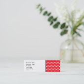 Rotes und weißes Tupfen-Muster. Spotty. Mini Visitenkarte (Stehend Vorderseite)