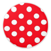 Rotes und weißes Tupfenmuster Keramikknauf (Vorderseite)