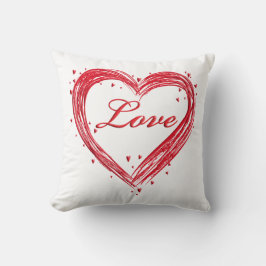 Rotes und weißes Valentinstag Kissen