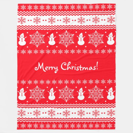 Rotes und weißes Weihnachten Fleecedecke (Vorderseite)
