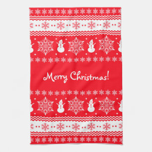 Rotes und weißes Weihnachten Handtuch