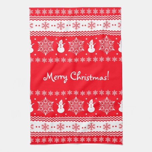 Rotes und weißes Weihnachten Handtuch (Vertikal)