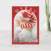 Rotes und weißes Weihnachts-Foto Feiertagskarte (Vorderseite)