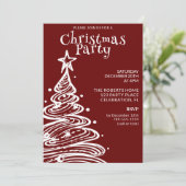 Rotes und weißes Weihnachtsbaum-Party Einladung (Stehend Vorderseite)