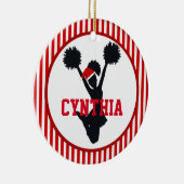 Rotes und weißes Weihnachtscheerleader in der Keramik Ornament (Rechts)