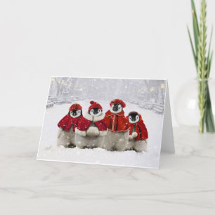 Rotes und weißes WeihnachtsPinguin-Entwurf Feiertagskarte