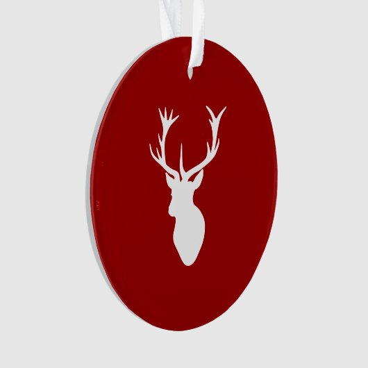 Rotes und weißes Weihnachtsrotwild-Hirsch-Kopf Ornament (Vorderseite)
