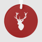 Rotes und weißes Weihnachtsrotwild-Hirsch-Kopf Ornament (Rückseite)