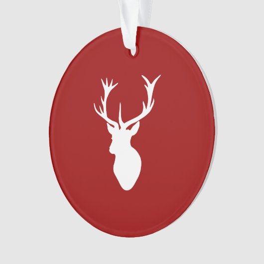 Rotes und weißes Weihnachtsrotwild-Hirsch-Kopf Ornament (Vorderseite)