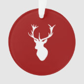 Rotes und weißes Weihnachtsrotwild-Hirsch-Kopf Ornament (Vorderseite)