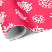 Rotes und weißes Weihnachtsschneemuster Geschenkpapier (Rolleneckpunkt)