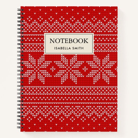 Rotes und weißes Weihnachtsstrickmuster Notizblock (Vorderseite)