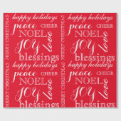Rotes und weißes Wort-Kunst-WeihnachtsPackpapier Geschenkpapier (Flach)