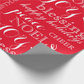 Rotes und weißes Wort-Kunst-WeihnachtsPackpapier Geschenkpapier (Ecke)