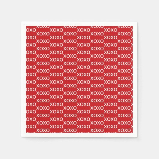 Rotes und weißes XoValentin-Party Serviette (Vorderseite)