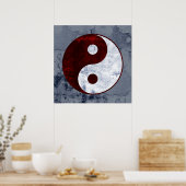 Rotes und weißes Yin Yang Symbol Poster (Küche)