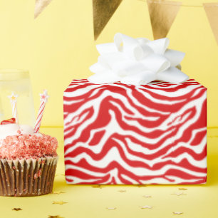 Rotes und weißes Zebrapapier Geschenkpapier