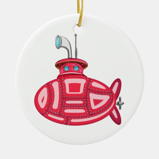 Rotes Unterseeboot Keramik Ornament (Vorne)