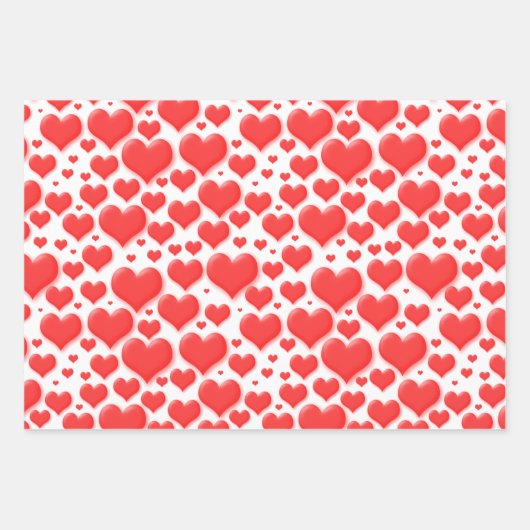 Rotes Valentinherz Floating Muster Geschenkpapier Set (Vorderseite)