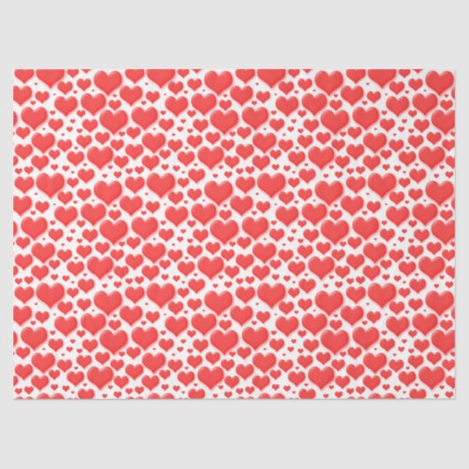 Rotes Valentinherz Floating Muster Seidenpapier (Vorderseite)