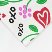 Rotes Valentinherz Rosa Blume Fleecedecke (Ecke)
