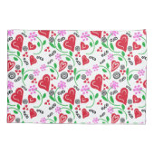 Rotes Valentinherz Rosa Blume Kissenbezug (Rückseite-Links)