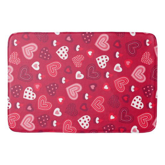 Rotes Valentinherzen-Muster Badematte (Vorderseite)