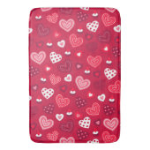 Rotes Valentinherzen-Muster Badematte (Vorderseite Vertikal)