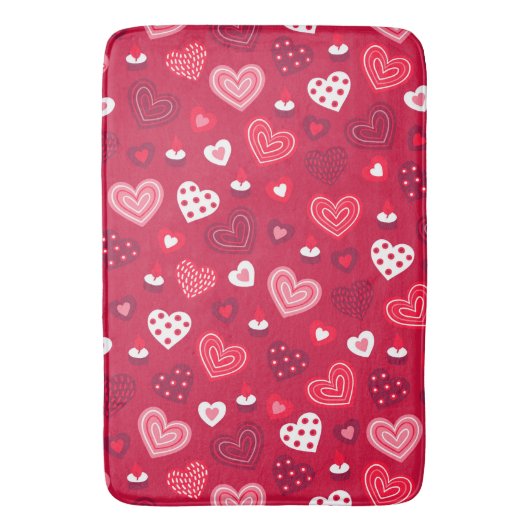 Rotes Valentinherzen-Muster Badematte (Vorderseite Vertikal)