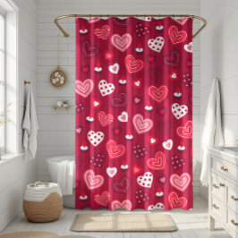 Rotes Valentinherzen-Muster Duschvorhang