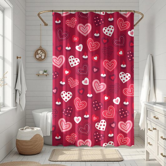 Rotes Valentinherzen-Muster Duschvorhang