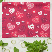 Rotes Valentinherzen-Muster Geschirrtuch (Gefaltet)