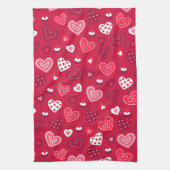 Rotes Valentinherzen-Muster Geschirrtuch (Vertikal)