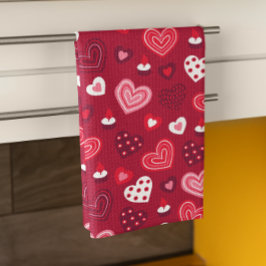 Rotes Valentinherzen-Muster Geschirrtuch