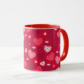 Rotes Valentinherzen-Muster Tasse (VorderseiteRechts)